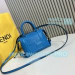 Replica Fend1 Nappa FF Mini Blue Cube Bag Gold-tone Metal